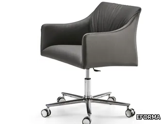 ISIDORA 5 WAYS - Leather easy chair with 5-spoke base with castors _ EFORMA