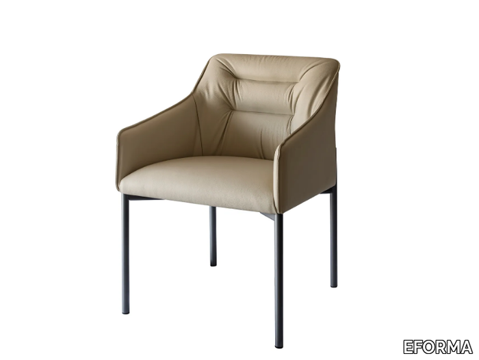 KIRA - Upholstered leather chair with armrests _ EFORMA