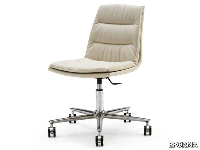 LADY 5 WAYS - Swivel leather office chair with castors with 5-Spoke base _ EFORMA