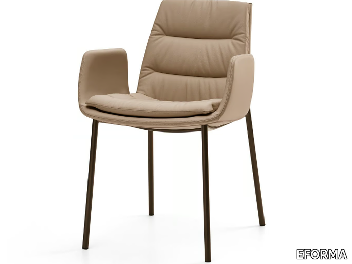 LADY - Upholstered leather chair with armrests _ EFORMA