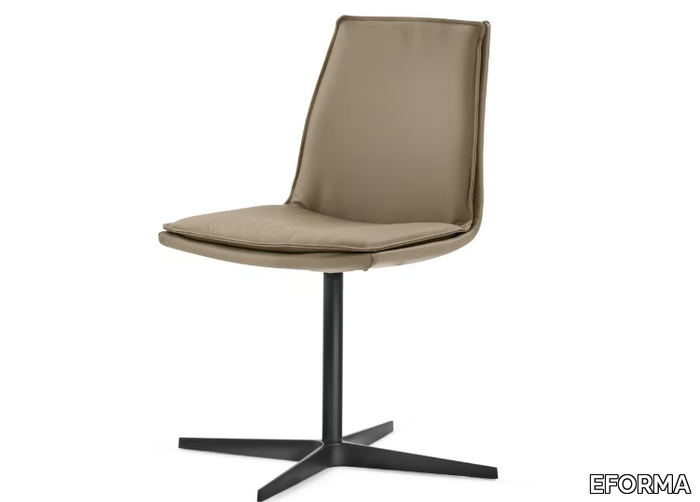 LARA 4 WAYS - Upholstered with 4-spoke base leather chair _ EFORMA