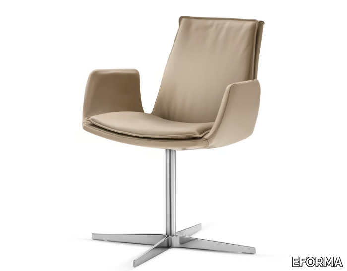 LARA 4 WAYS - With 4-spoke base leather chair with armrests _ EFORMA