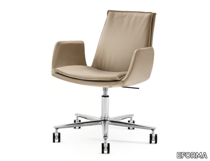 LARA 5 WAYS - Height-adjustable leather office chair with armrests _ EFORMA