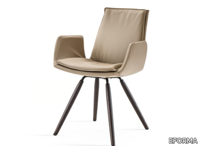 LARA - Upholstered leather chair with armrests _ EFORMA