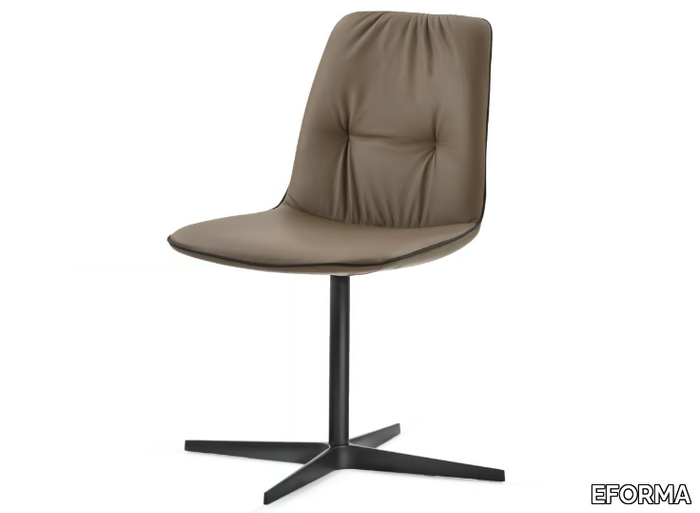 LISA 4 WAYS - Swivel with 4-spoke base leather chair _ EFORMA