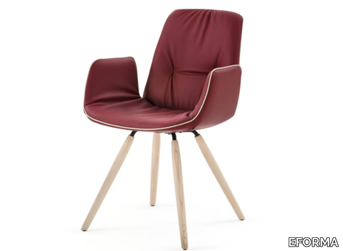 LISA - Upholstered leather chair with armrests _ EFORMA