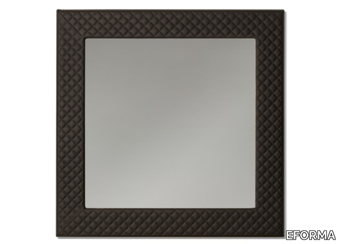 PRISMA - Square wall-mounted leather mirror _ EFORMA