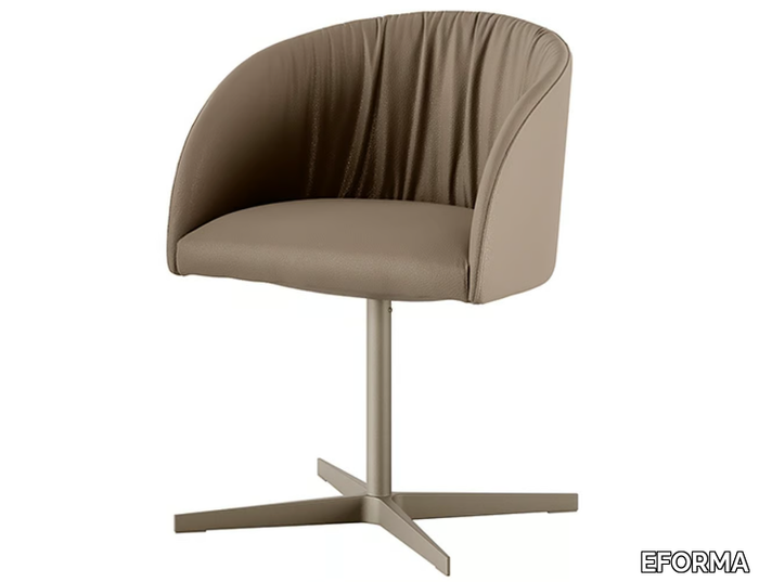 VULCANO - Swivel with 4-spoke base leather easy chair _ EFORMA