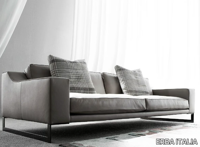 INDIZIO - 3 seater sled base leather sofa _ ERBA ITALIA
