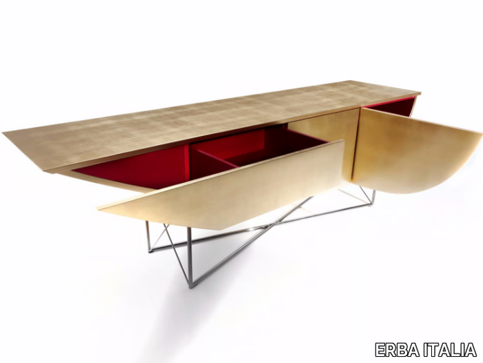 NESSUN DORMA - Rectangular gold leaf console table with drawers _ ERBA ITALIA