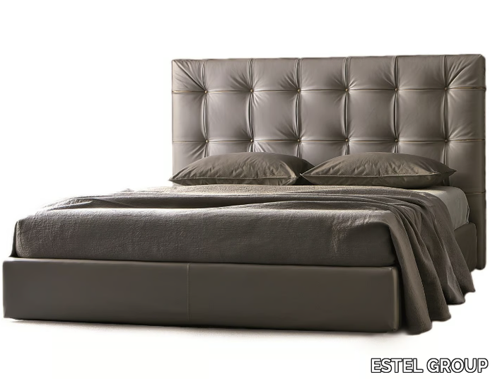 CAMARGUE - Leather bed with upholstered headboard _ ESTEL GROUP