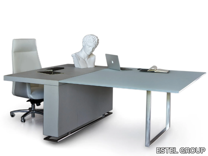 DECK - Glass executive desk with cable management _ ESTEL GROUP