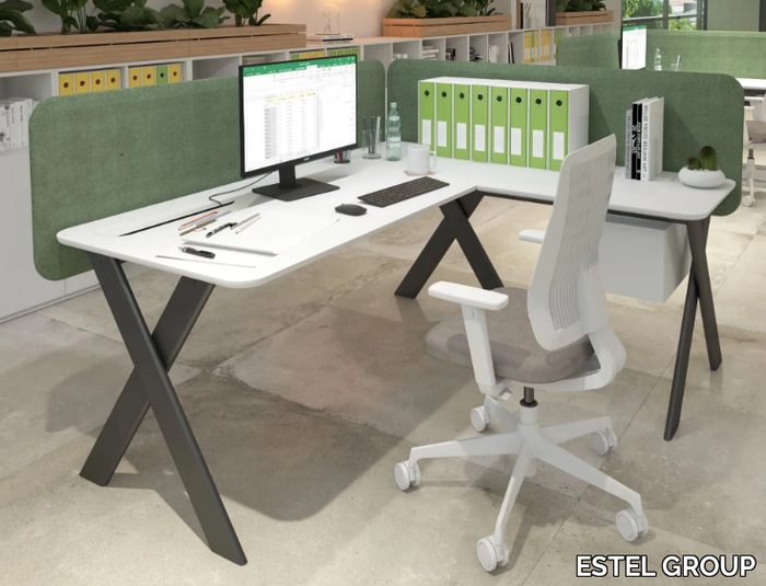 SANT'ANDREA - L-shaped sectional office desk with sound absorbing screens _ ESTEL GROUP