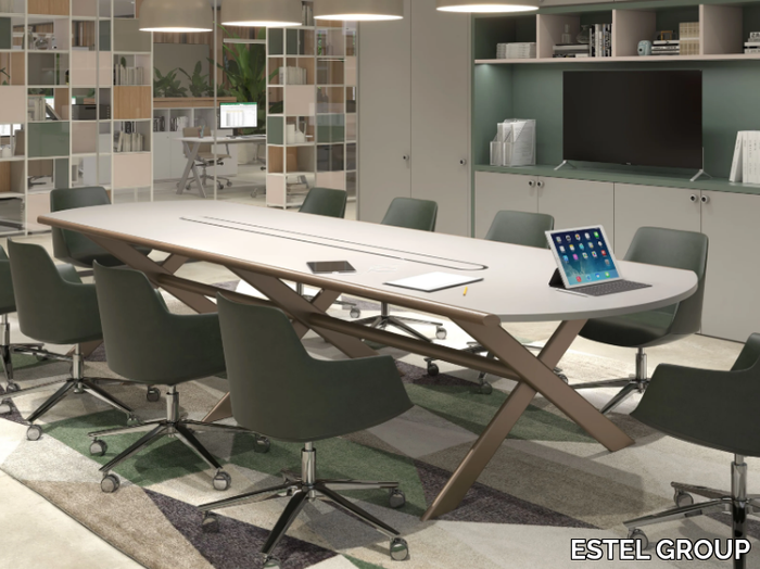 SANT'ANDREA - Oval meeting table with cable management _ ESTEL GROUP