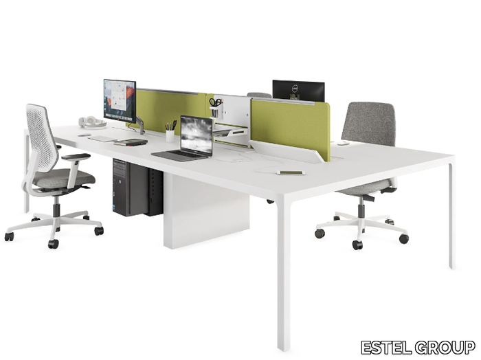 MORE - Multiple wooden office desk with sound absorbing screens _ ESTEL GROUP