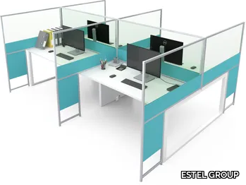 CARING ASTERISCO IN B - Glass and aluminium desktop partition _ ESTEL GROUP