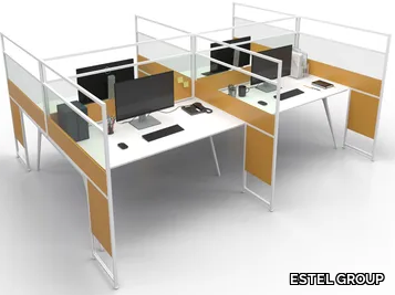 CARING P016 A - Glass and aluminium desktop partition _ ESTEL GROUP