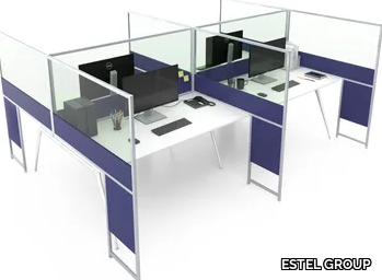 CARING P016 B - Glass and aluminium desktop partition _ ESTEL GROUP