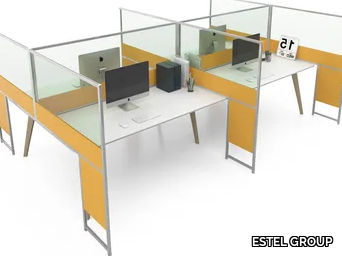 CARING P45 B - Glass and aluminium desktop partition _ ESTEL GROUP