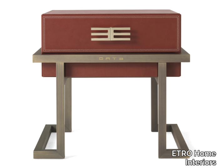 KOLKATA - Rectangular metal and leather bedside table _ ETRO Home Interiors