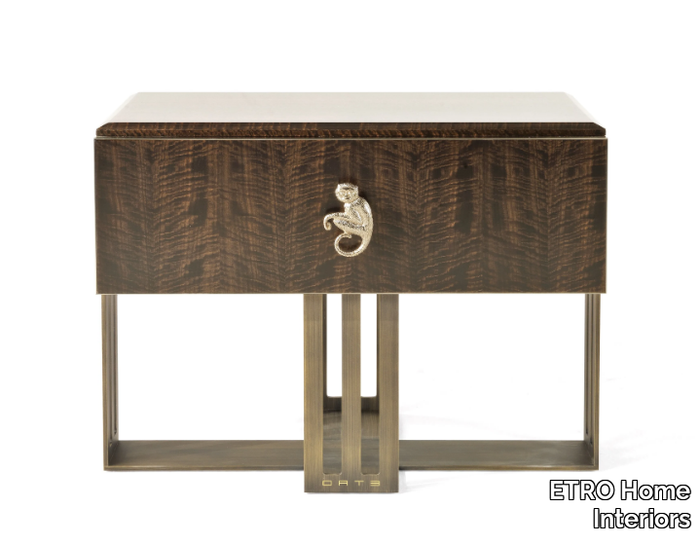 KLEE - Rectangular eucalyptus bedside table with drawers _ ETRO Home Interiors