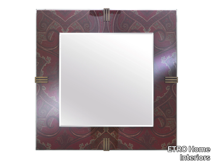 RENÉ - Square wall mirror with fabric and glass frame _ ETRO Home Interiors