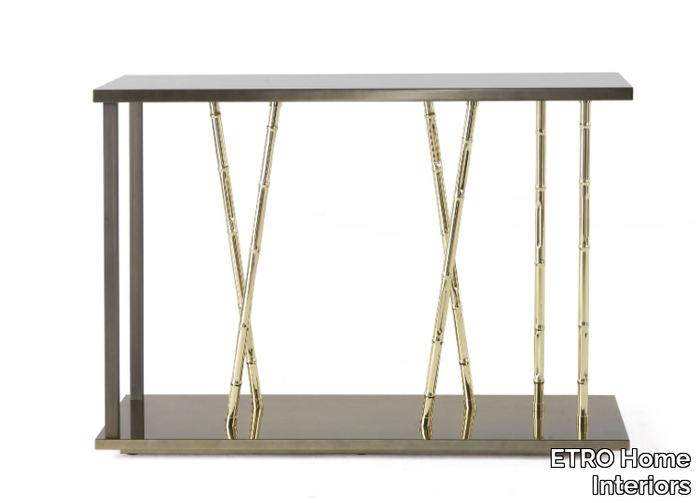 TAXILA - Rectangular eucalyptus and metal console table _ ETRO Home Interiors