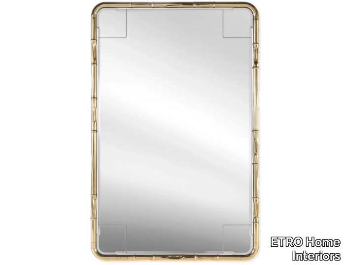 DELFI - Rectangular wall-mounted brass framed mirror _ ETRO Home Interiors