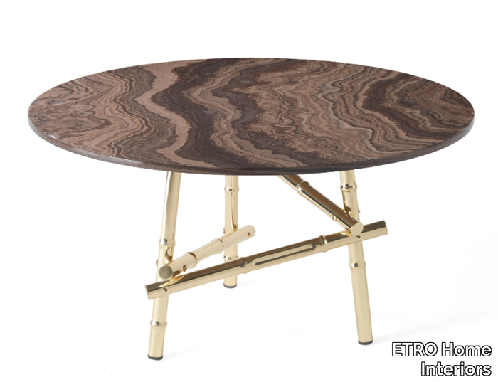 SAMARCANDA - Round Tobacco Brown marble coffee table _ ETRO Home Interiors