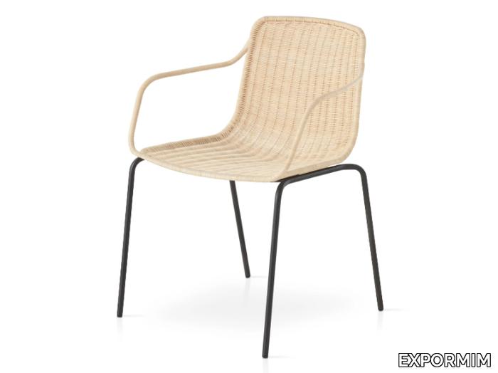 LAPALA - Stackable rattan chair with armrests _ EXPORMIM