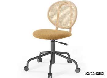 LOOP - Swivel rattan chair with castors with 5-spoke base _ EXPORMIM