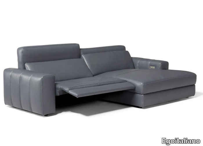 DARLENE - Recliner modular leather sofa with chaise longue _ Egoitaliano