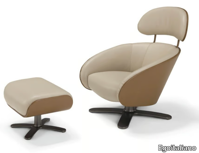 COCONUT - Swivel armchair with footstool _ Egoitaliano