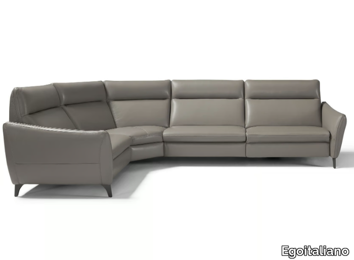 GAIA - Corner recliner leather sofa with electric motion _ Egoitaliano