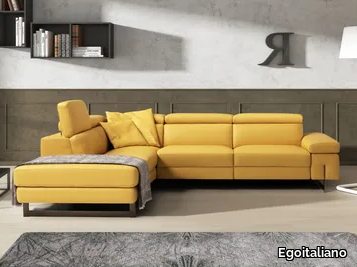 CANDICE - Corner leather sofa with electric motion _ Egoitaliano