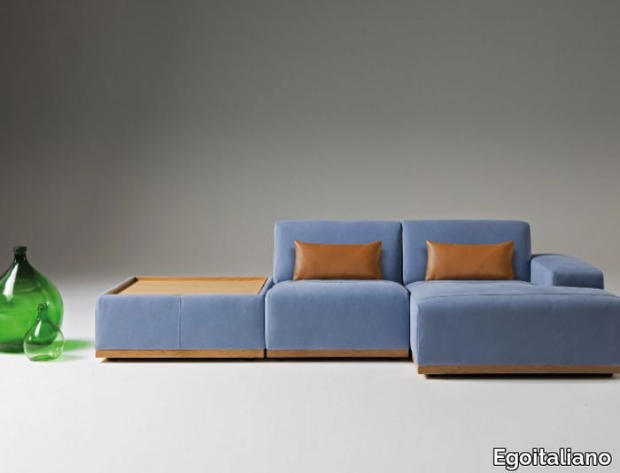 KONGENS - Modular leather sofa with chaise longue _ Egoitaliano