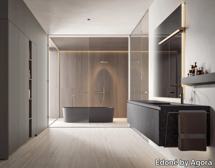 CAL 2346 - Wall-mounted vanity unit with integrated washbasin _ Edoné by Agorà