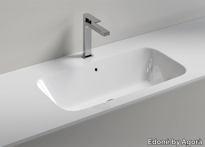 IDRA - Rectangular ceramic washbasin _ Edoné by Agorà