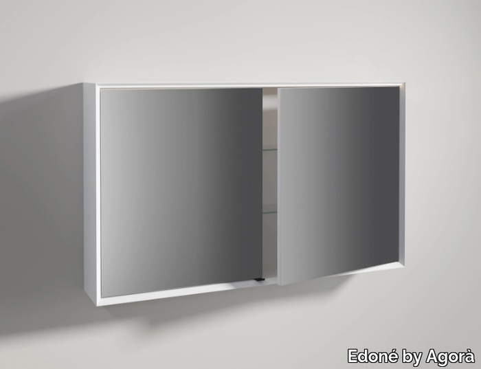 MIRROR WITH 45° CONTAINER - Rectangular mirror with cabinet _ Edoné by Agorà
