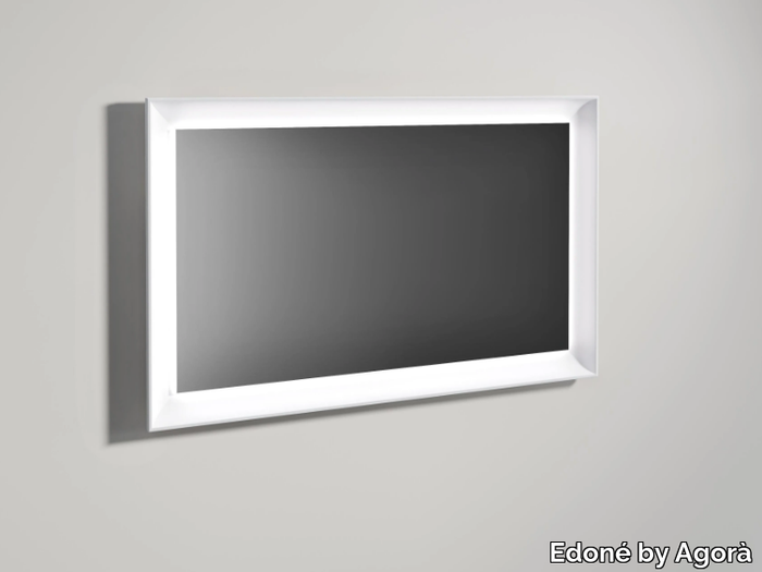 MIRROR WITH BACKLIT FRAME - Framed wall-mounted rectangular mirror _ Edoné by Agorà