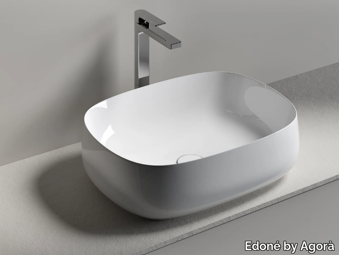 TROY 55 - Countertop rectangular ceramic washbasin _ Edoné by Agorà