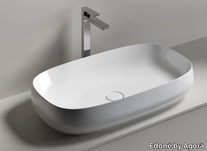 TROY 70 - Rectangular countertop ceramic washbasin _ Edoné by Agorà