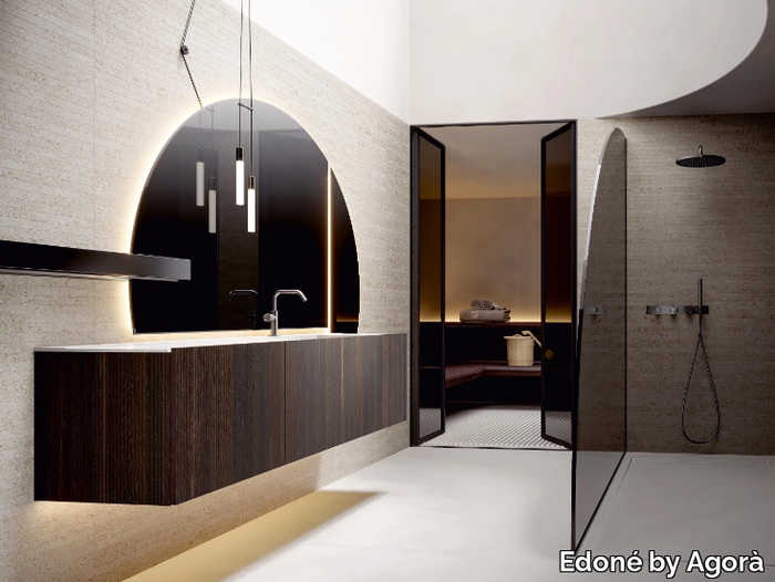 HEX 2336 - Wall-mounted vanity unit with integrated washbasin _ Edoné by Agorà