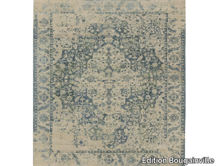 TEHRANI BLUE BEIGE - Handmade rectangular rug in wool ans silk _ Edition Bougainville