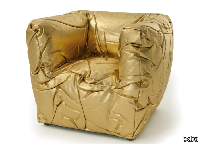 SPONGE - Leather armchair with armrests _ edra