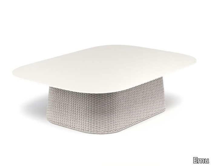 CAROUSEL - Rectangular coffee table in synthetic rope and aluminum top _ Emu