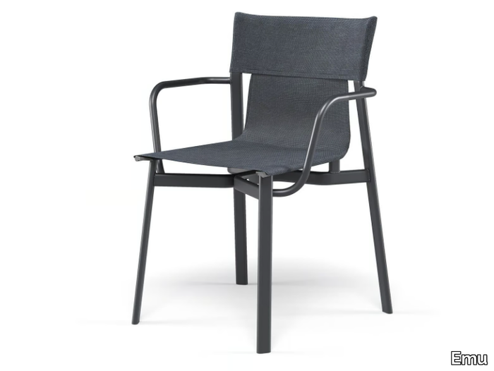 BREEZE - Chair with armrests in aluminum and technical fabric _ Emu