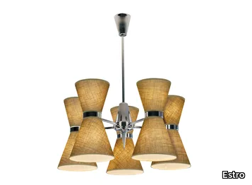 DIVINA - LED brass and fabric pendant lamp _ Estro