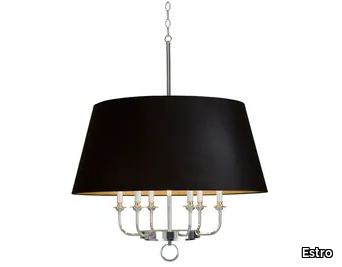 JULIETTE - LED brass and fabric pendant lamp _ Estro