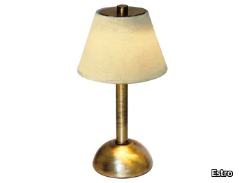 MOON - Rechargeable cordless LED linen and brass table lamp _ Estro